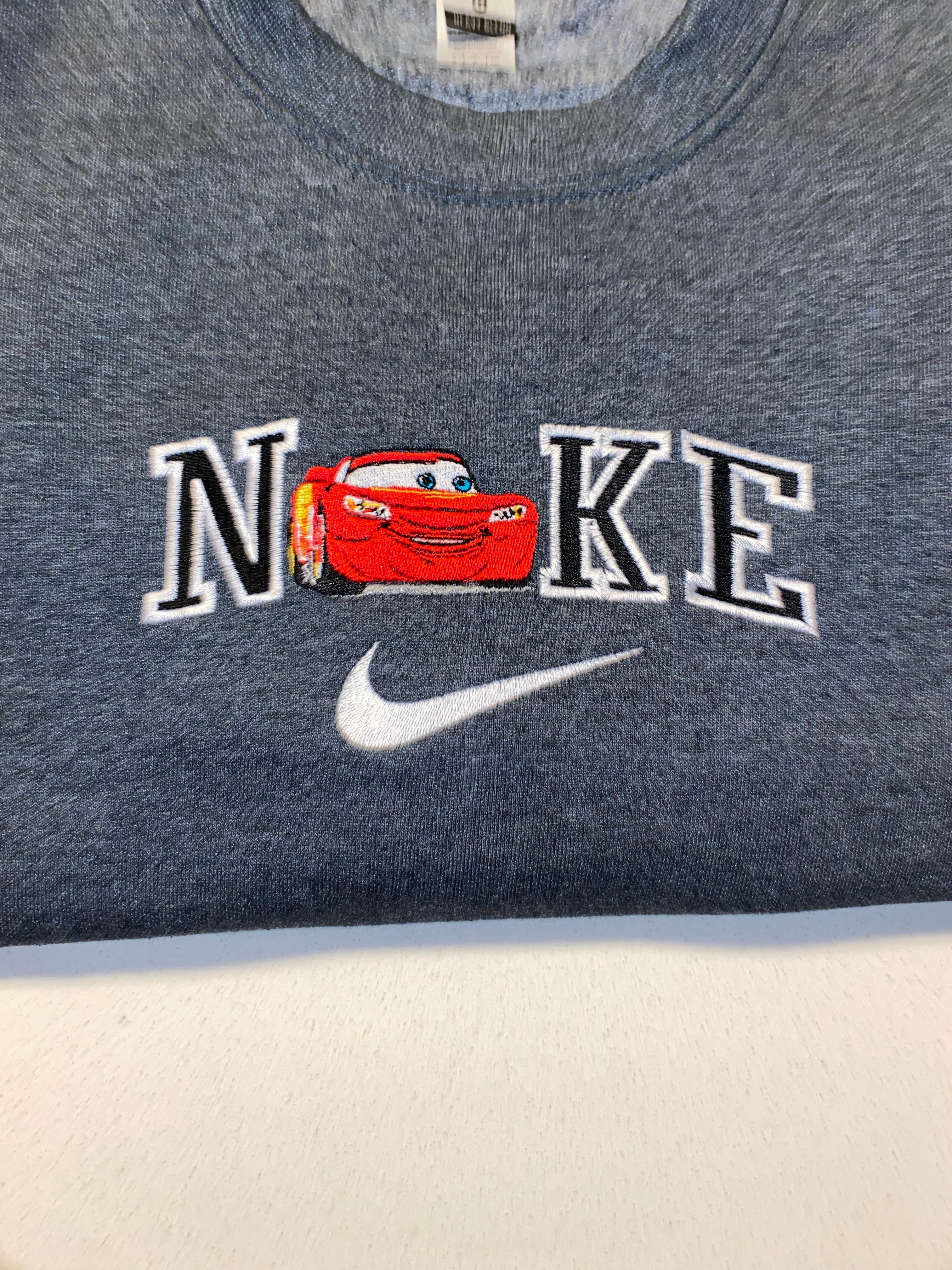 Unisex Crewneck Sweatshirt with Embroidered Nike Lightning McQueen