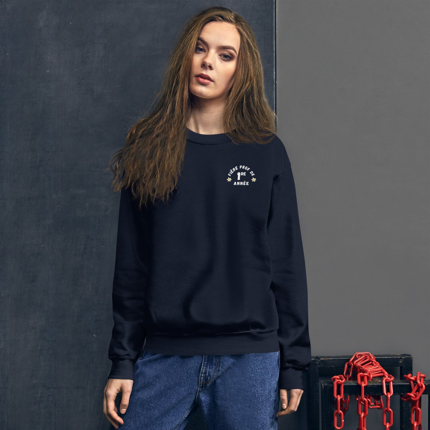 Unisex Crewneck Sweatshirt "Fière Prof de 1re Année"