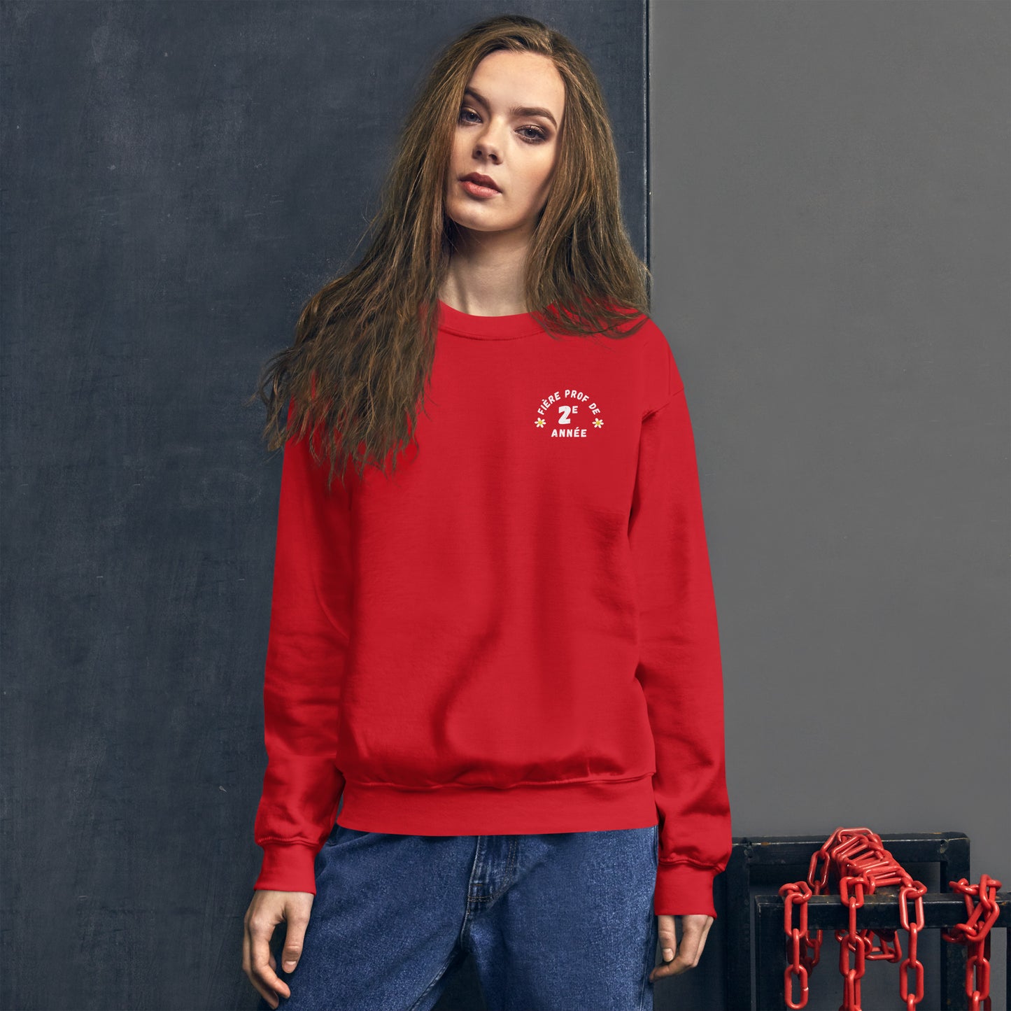 Unisex Crewneck Sweatshirt "Fière Prof de 2e Année"