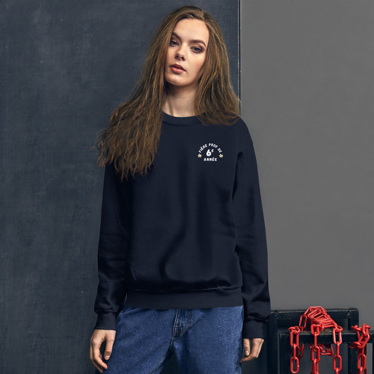 Unisex Crewneck Sweatshirt "Fière Prof de 6e Année"